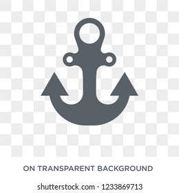 Anchor icon. Trendy flat vector Anchor icon on transparent background from Nautical collection. 