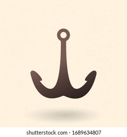 Icono de ancla. Ilustración de silueta negra vectorial.