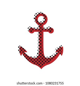 Anchor icon. Vector. Brown icon with shifted black circle pattern as duplicate at white background. Isolated.