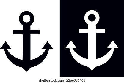 Diseño vectorial de iconos de anclaje en blanco y negro