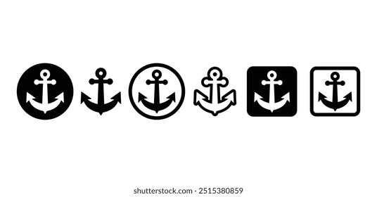 anchor icon vector design symbol simple flat modern black white color set