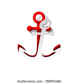 Anchor icon. Vector. Detachable paper icon with red body stock. Isolated.