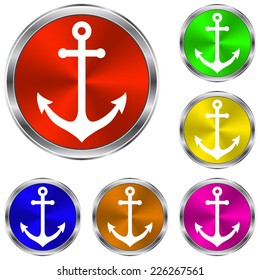 Anchor icon - vector glossy colourful buttons