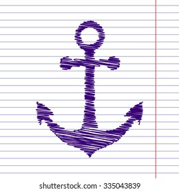Anchor icon. Vector illustration with chalk effect 