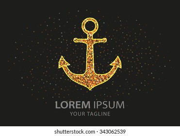 Anchor  icon. Vector Illustration. Design logo element. Isolated on black  background.
