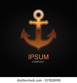Anchor icon. Vector Illustration. Design logo element. Isolated on black background.