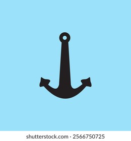 Anchor icon vector illustration isolated on blue background. Simple icon nautical concept