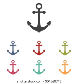 Anchor icon. Vector illustration set
