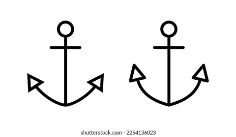Ilustración vectorial de icono de anclaje. Signo y símbolo de delimitador. Icono marino de anclaje.
