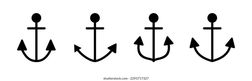 Ilustración vectorial de icono de anclaje. Signo y símbolo de delimitador. Icono marino de anclaje.