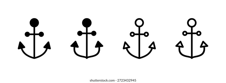 Ilustración vectorial de icono de ancla. Signo de ancla y símbolo. Ancla el icono marino.
