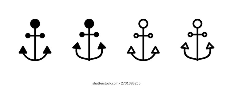 Ilustración vectorial de icono de ancla. Signo de ancla y símbolo. Ancla icono marino.