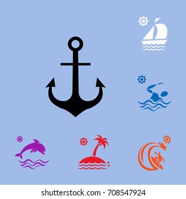Anchor icon, vector illustration vith bonus