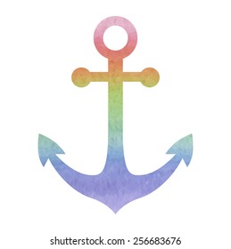 Anchor icon. Vector illustration. Watercolor effect