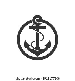 Anchor icon vector logo circular silhouette premium or luxury design