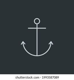 Anchor icon vector on black background