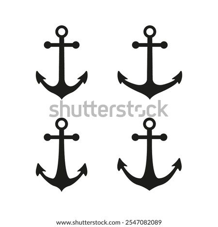Anchor icon vector set. Marine nautical symbol isolated on white background. Tattoo anchor sign.