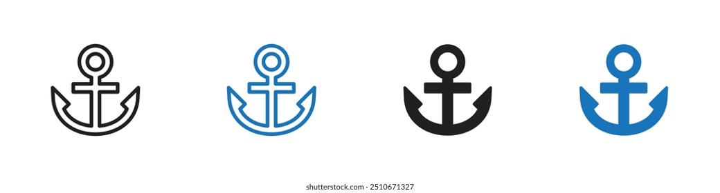 Anchor icon Vector set outline