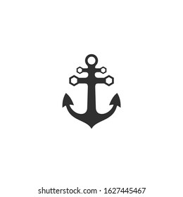 Anchor Icon vector sign isolated for graphic and web design. boat pirate helm Nautical maritime symbol template color editable on white background.