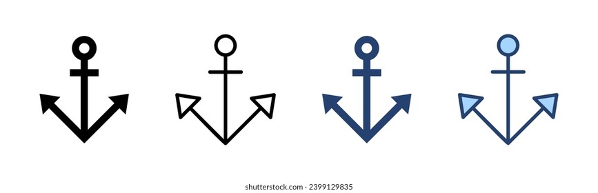 Anclaje vectorial de icono. Signo y símbolo de delimitador. Icono marino de anclaje.