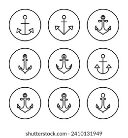 Anclaje vectorial de icono. Signo y símbolo de delimitador. Icono marino de anclaje.
