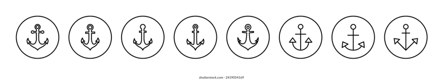 Ankersymbol-Vektorgrafik. Ankerzeichen und Symbol. Anchor-Marine-Ikone.