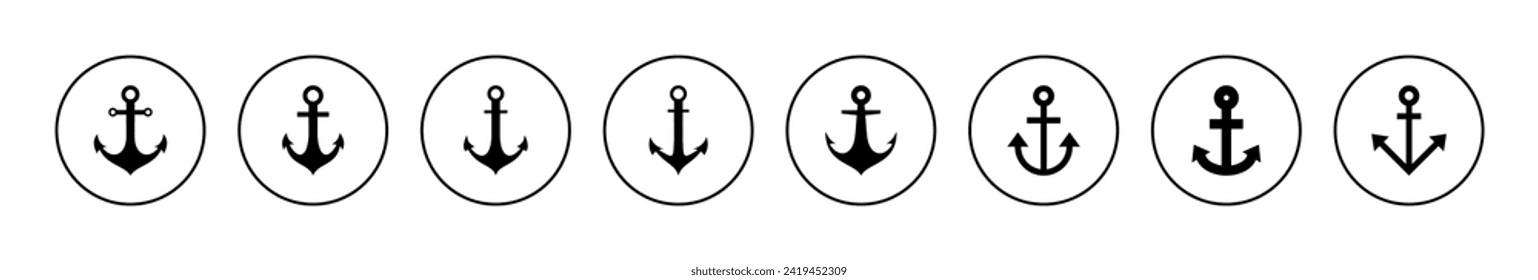 Ankersymbol-Vektorgrafik. Ankerzeichen und Symbol. Anchor-Marine-Ikone.