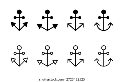 Vector de icono de ancla. Signo de ancla y símbolo. Ancla el icono marino.