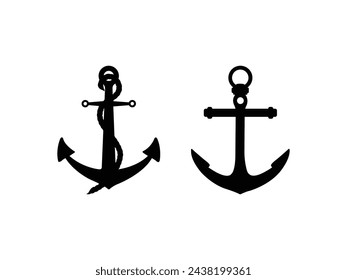 Anchor icon vector. Anchor silhouette isolated white background. Vector Illustration