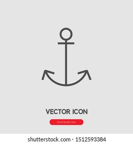 Anchor icon vector. Anchor symbol. Linear style sign for mobile concept and web design. Anchor symbol illustration. Pixel vector graphics - Vector.