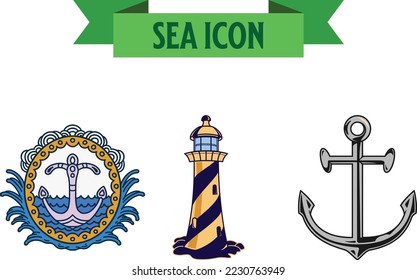 Anchor icon vector. Anchor symbol logo. Anchor marine icon.
Lighthouse Searchlight Beacon Tower Island Beach Coast Simple Line Art logo Template