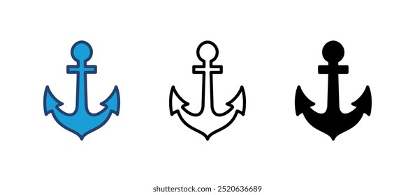 Vector de icono de ancla. Logotipo del símbolo del ancla. Ancla el icono marino.