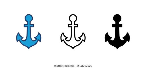 Vector de icono de ancla. Logotipo del símbolo del ancla. Ancla el icono marino.