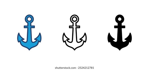 Vector de icono de ancla. Logotipo del símbolo del ancla. Ancla el icono marino.