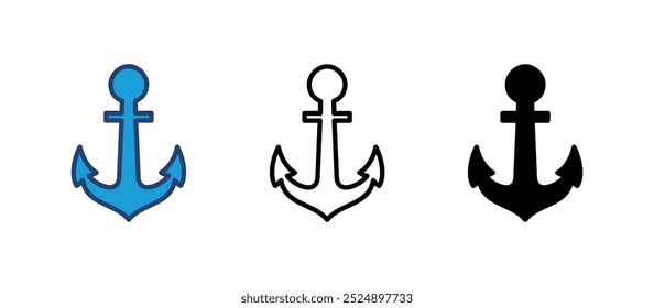 Vector de icono de ancla. Logotipo del símbolo del ancla. Ancla el icono marino.