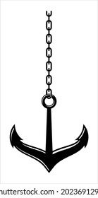 Anchor Icon, Water Vessel Anchor Vector Art Illustration