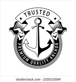Anchor Icon, Water Vessel Anchor Vector Art Illustration