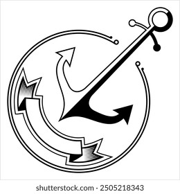 Anchor Icon, Water Vessel Anchor Vector Art Illustration
