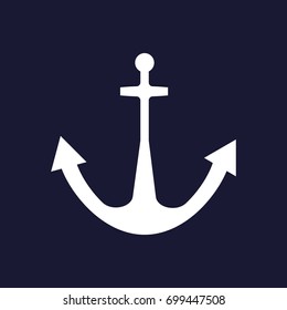 Anchor icon.  White vector icon on dark blue background.