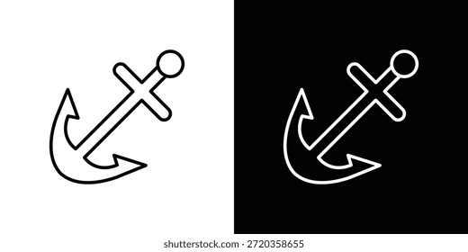 Iconos de ancla Vector blanco y negro, conjunto de iconos de línea.
