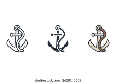 anchor icons isolated on White Background. Flat style design