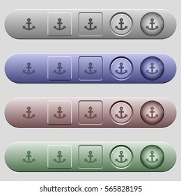 Anchor icons on rounded horizontal menu bars in different colors and button styles