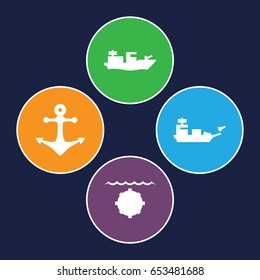 Anchor icons set. set of 4 anchor filled icons such as anchor