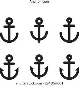 Anchor icons set. Anchor marine icon isolated on white background. Anchor symbol.