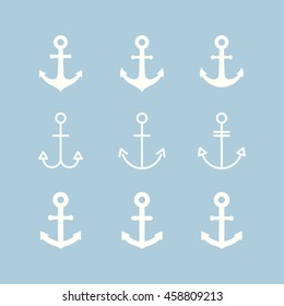 Anchor icons set - Nautical symbols. Vector illustration