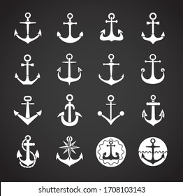 Anchor icons set on background for graphic and web design. Creative illustration concept symbol for web or mobile app.