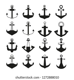 anchor icons set on white background