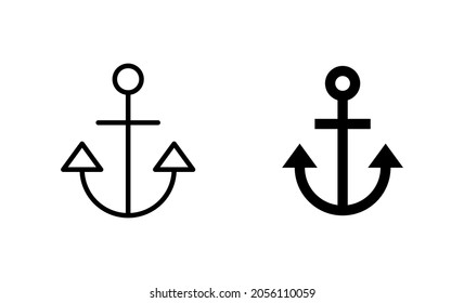 Anchor icons set. Anchor sign and symbol. Anchor marine icon.