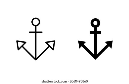 Anchor icons set. Anchor sign and symbol. Anchor marine icon.