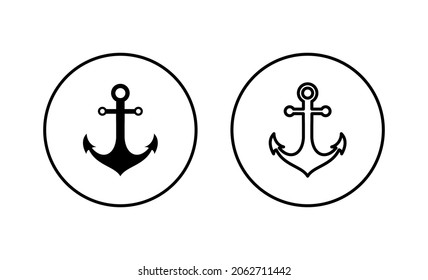 Anchor icons set. Anchor sign and symbol. Anchor marine icon.